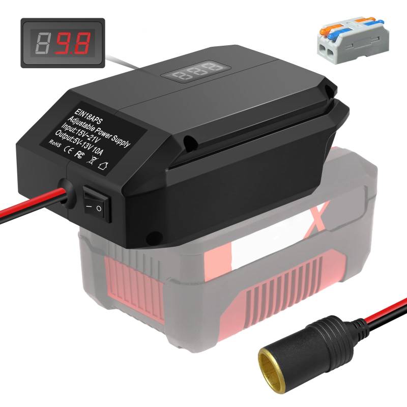 Step Down Konverter für Einhell 18V zu 12V, Stromanschluss für Autogeräte, DIY Ladegerät Buck Converter Power Station, Zigarettenanzünder Adapter Buck Adapter für Autokühlschrank von URUN