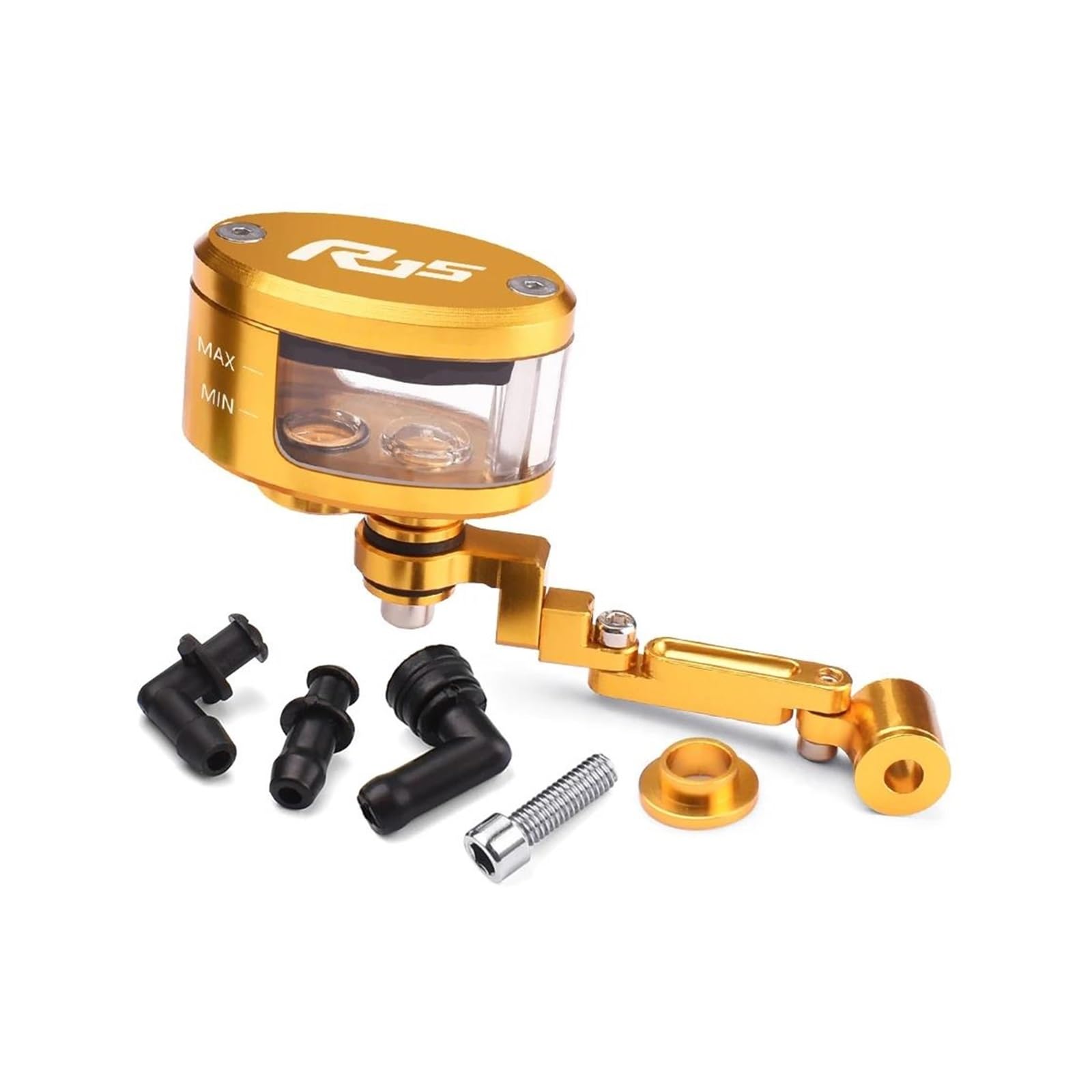 USAMZOM Ölbehälter Flüssigkeitsbehälter Für YA&MAHA YZF R15 YZF-R15 YZFR15 V2 V3 ABS R1 R3 R6 Zubehör Aluminium Motorrad Bremse Kupplung Reservoir Cup Reservoir Flasche(Gold,B) von USAMZOM