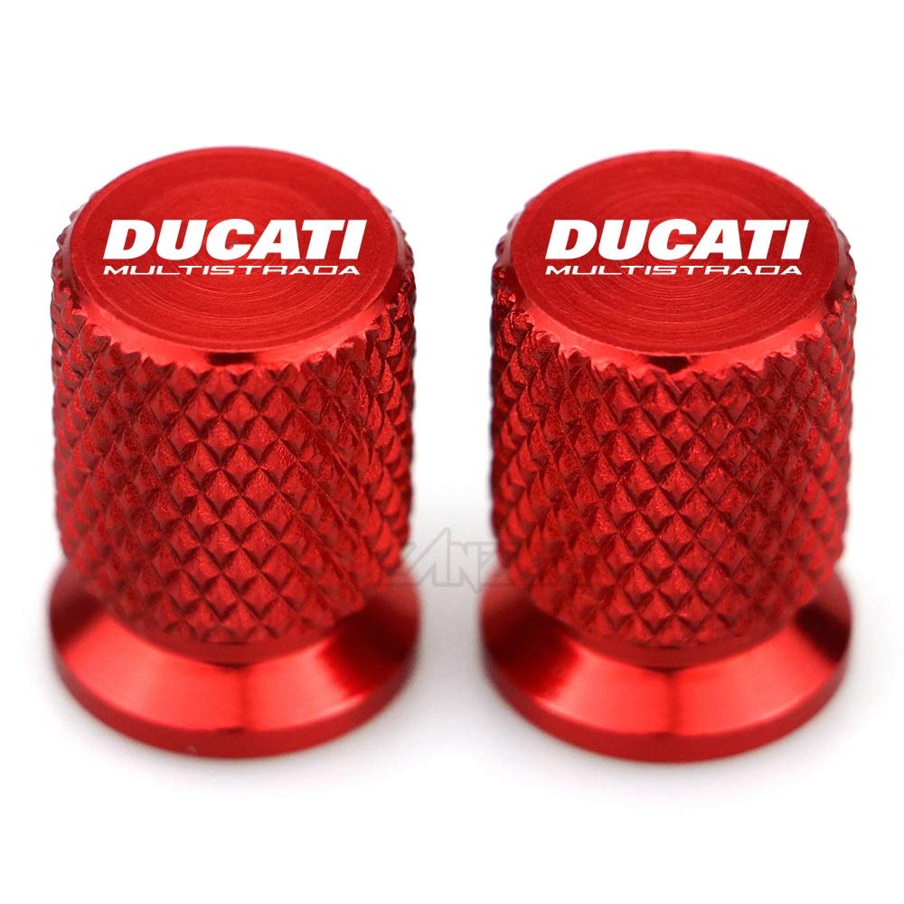 USPANDI CNC-Aluminiumgummireifen-Ventil Air Port Abdeckkappe Motorradzubehör for Ducati Multistrada 950 1100 1260 1200 S Sport Grand Tour (Color : Red) von USPANDI