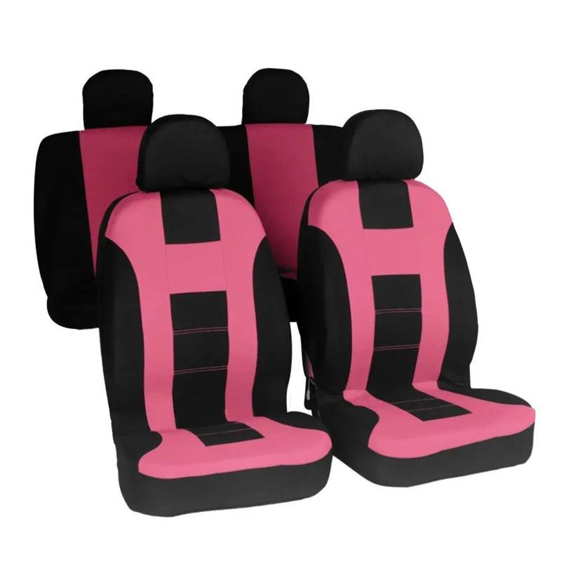 USQBUZHHK Auto Universelle Autositzbezüge Sitzbezüge Zubehör(Komplettes Set in Rosa) von USQBUZHHK