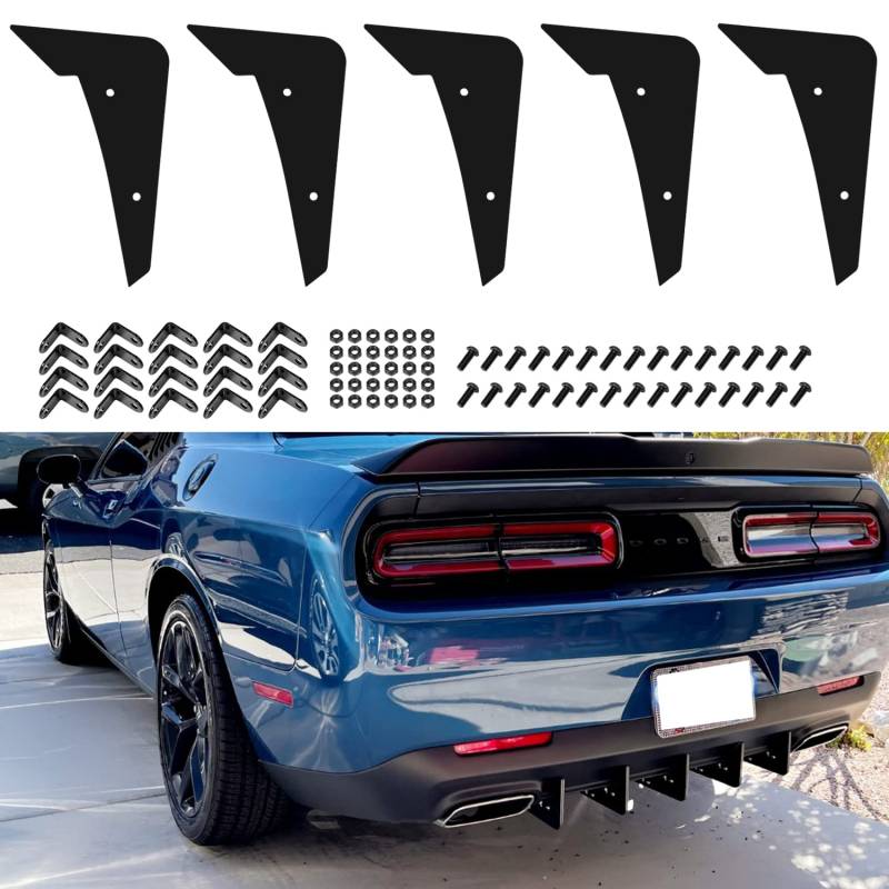 Heckdiffusor V3 5 Flossen Set kompatibel mit Dodge Challenger SXT, RT, Hellcat 2015–2024 (Schwarz, 5 Stück) von USSKYBOY