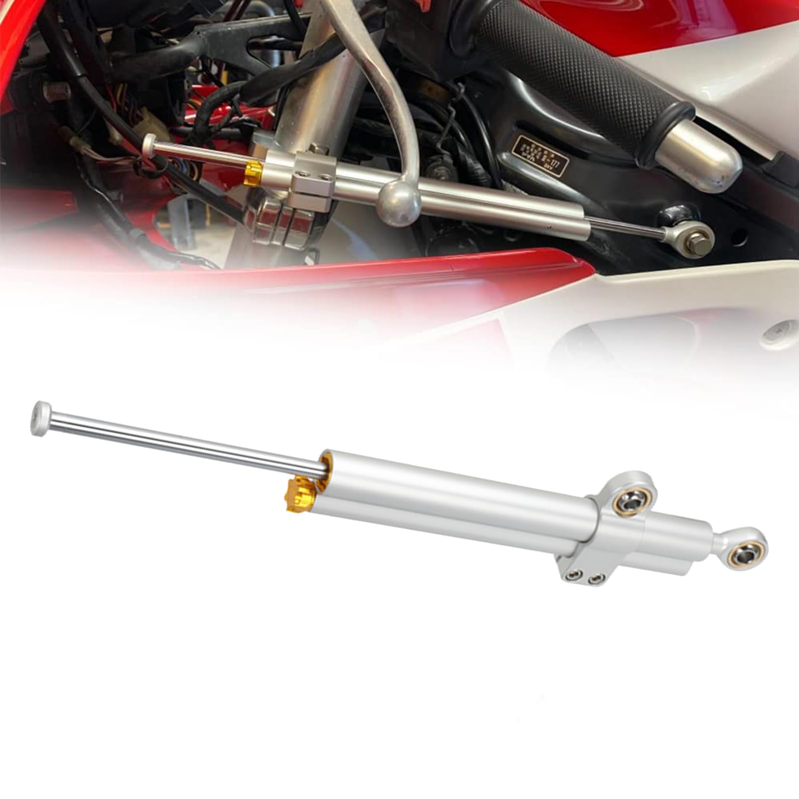 Motorrad CNC Universal Verstellbarer Lenkungsdämpfer Stabilisator Aluminium passend für die meisten Roller Motorrad von USTPO