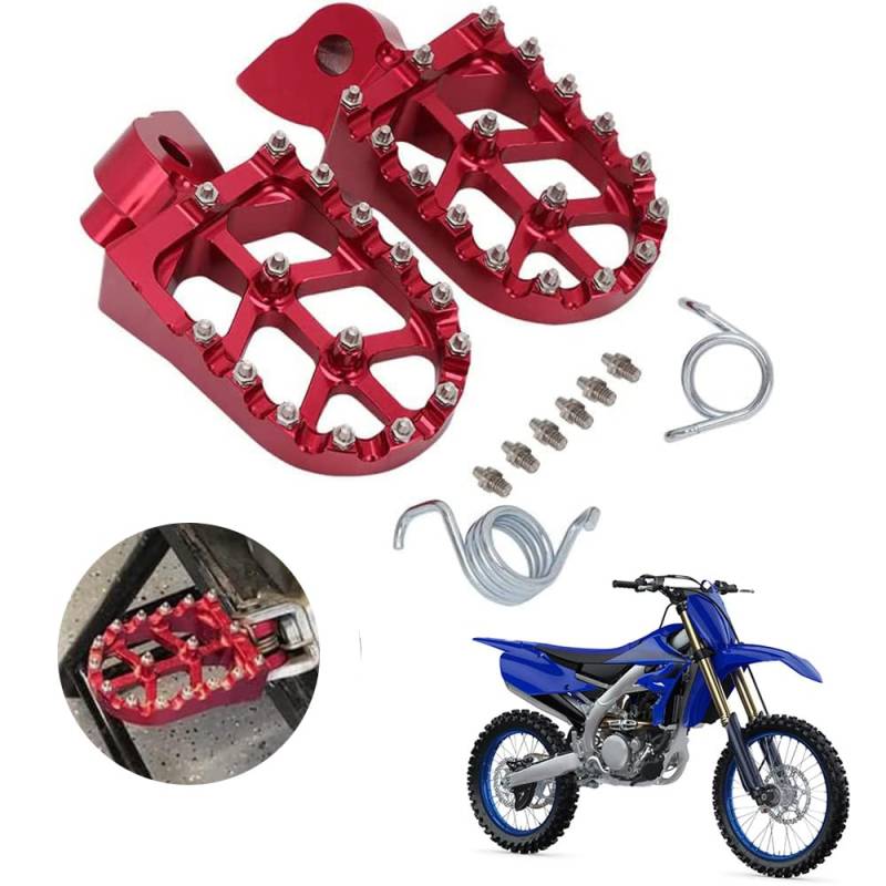 Fußrasten Fußpedale Auflagen CNC für YZ65 YZ85 YZ125 YZ250 YZ250F YZ426F YZ450F YZ125X YZ250X YZ250FX YZ450FX WR250F WR426F WR450F Motocross Dirt Bike - Rot von USTPO