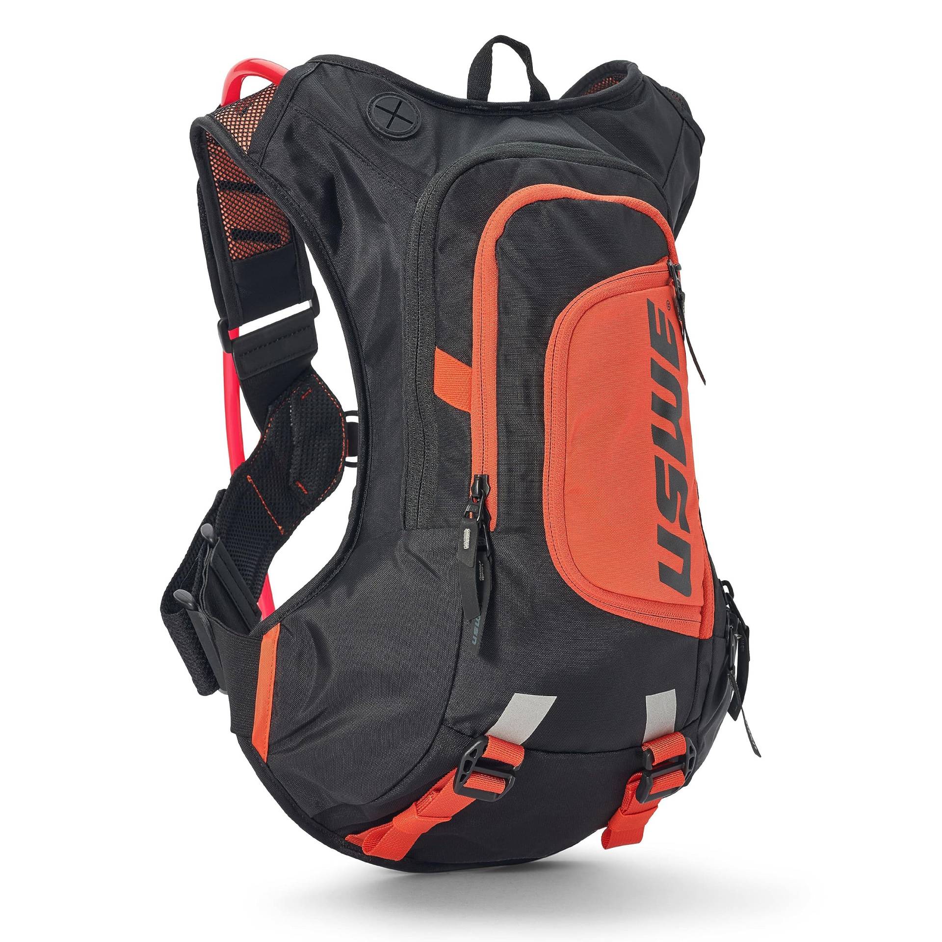 USWE Moto Hydro 12L Trinkrucksack mit 3.0L / 2,835.0 g Wasserblase, ein High-End, federfreier Rucksack für Enduro und Offroad-Motorrad, Schwarz / Orange von USWE