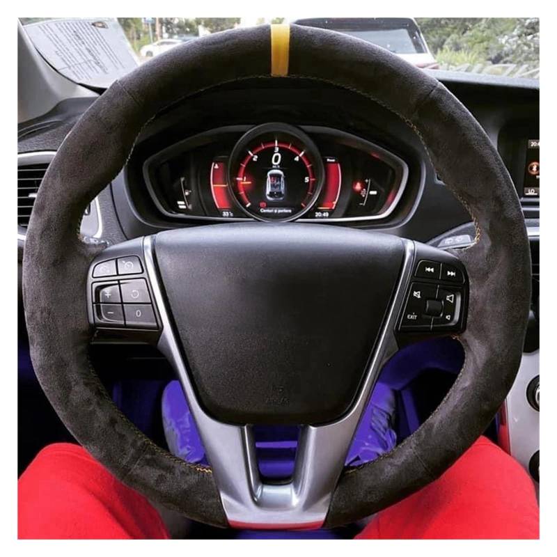 Lenkradhüllen Für Volvo Für XC60 Für S60 S40 V40 V60 2011-2017 Braid Auto Lenkrad Abdeckung Wrap Hand Nähen Anti-Slip Leder Auto Zubehör Lenkradbezug Auto(Blue Thread) von UTOYA