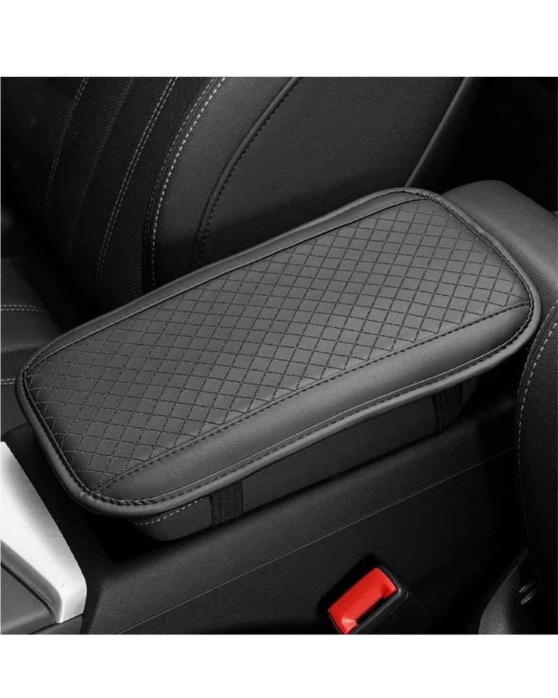 Armlehnenbox Auto Armlehne Pad Abdeckung Leder Center Console Box Kissen Matte Schwarz Wasserdicht Auto Zubehör Interieur Universal Armlehnen Mittelkonsolen(A) von UUIUYGH