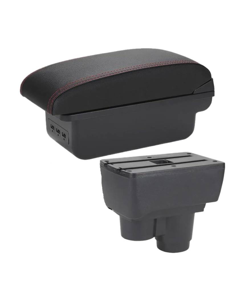 Armlehnenbox Für Dacia Für Duster 2019 2020 2021 2022 2023 Armlehnenbox Mittelkonsole Aufbewahrungsbox Dekoration Zubehör Armlehnen Mittelkonsolen(B1 Black red 3USB) von UUIUYGH