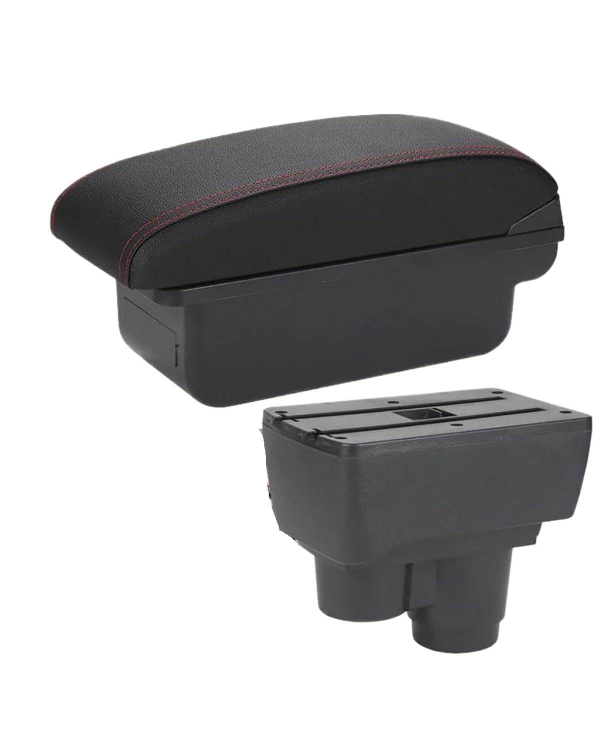 Armlehnenbox Für Dacia Für Duster 2019 2020 2021 2022 2023 Armlehnenbox Mittelkonsole Aufbewahrungsbox Dekoration Zubehör Armlehnen Mittelkonsolen(C1 Black red NO USB) von UUIUYGH