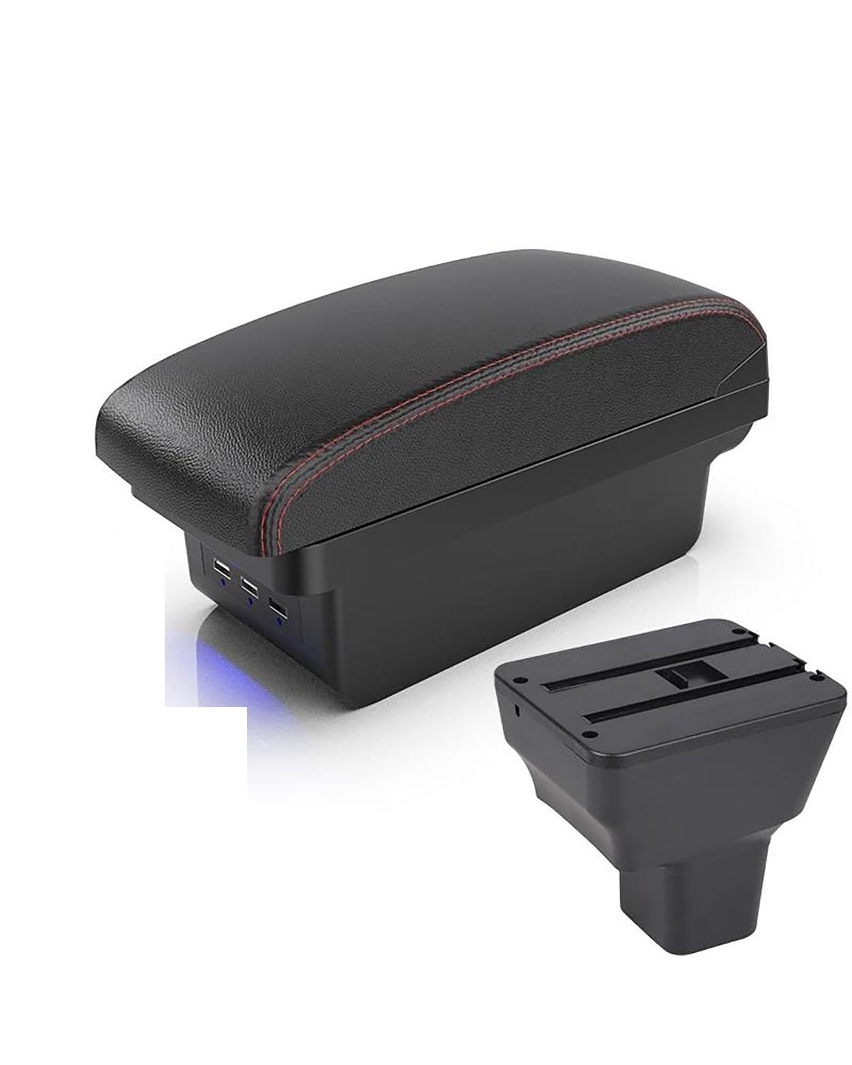 Armlehnenbox Für Kicks 2016 2017 2018 2019 2020 2021 Armlehne Auto Armlehne Box Innen Teile Spezielle Nachrüstteile Center Storage Box USB Armlehnen Mittelkonsolen(B1 Black red 3 USB) von UUIUYGH