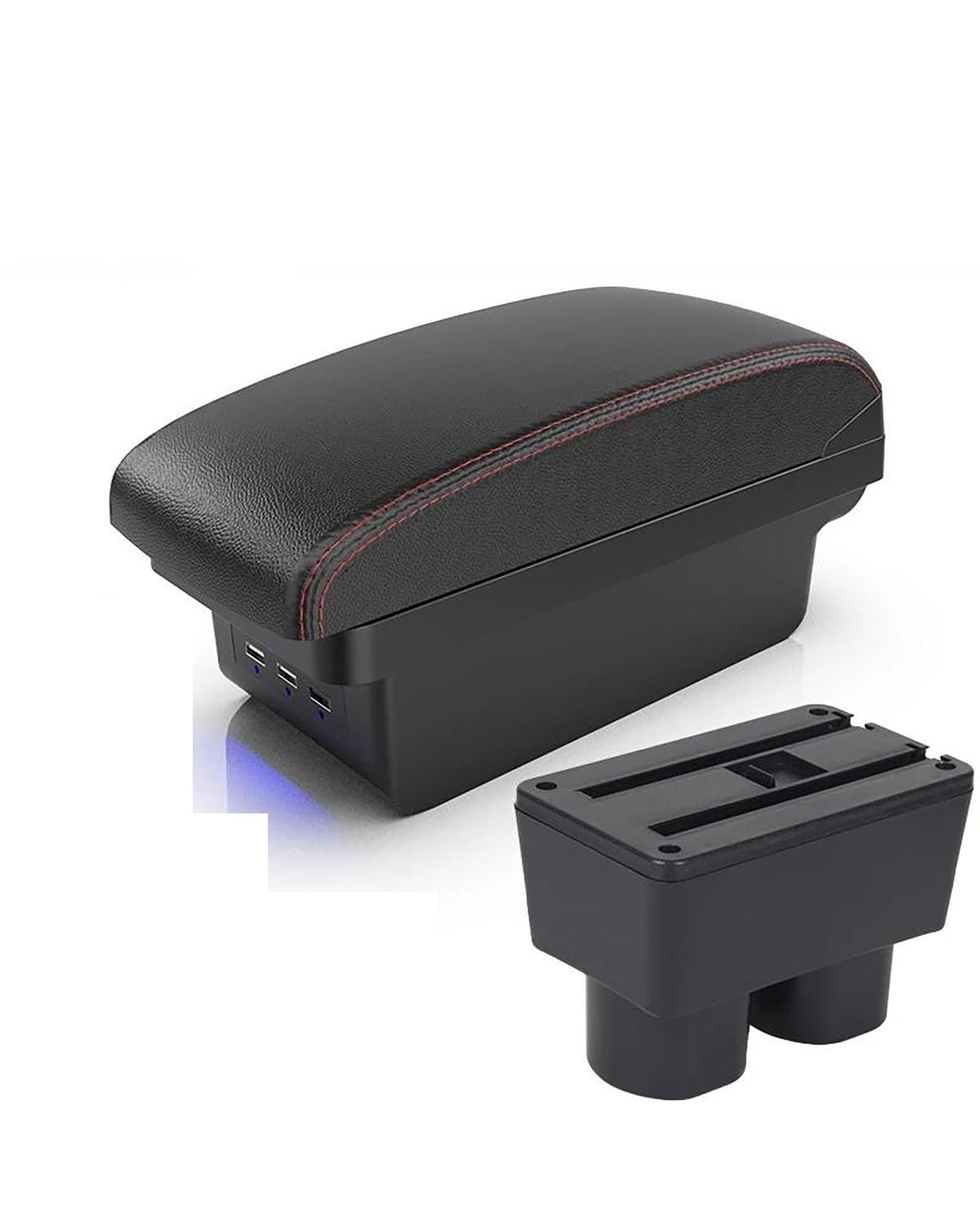 Armlehnenbox Für Sylphy Armlehne Auto Armlehne Box Interior Center Storage Box Auto Zubehör Armlehnen Mittelkonsolen(B1 Black red 3 USB) von UUIUYGH