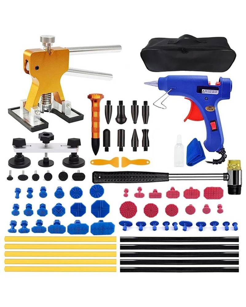 Ausbeulwerkzeug Auto-Lackier-Ausbeulen-Werkzeug-Set Professionelles Ausbeulwerkzeug Auto-Abzieher Dellen Reparaturset Auto(Kit 2-76Pcs) von UUIUYGH