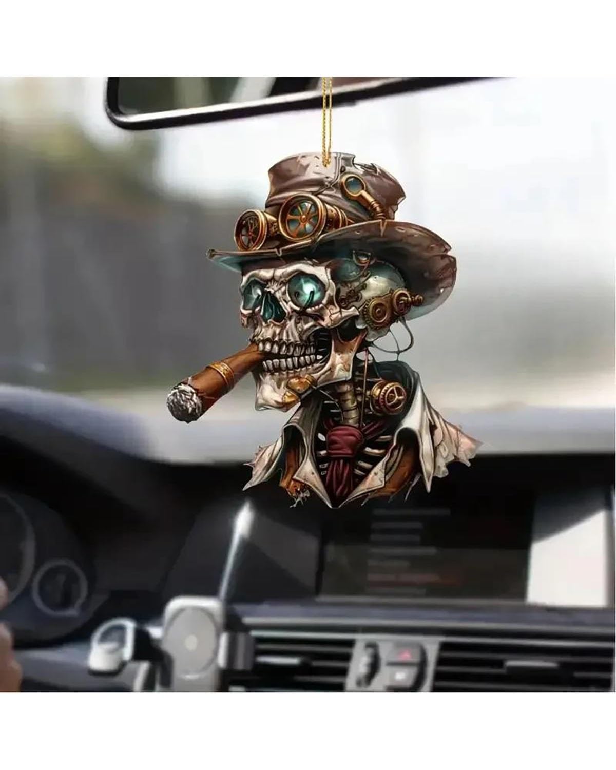 Auto Dekorationen Halloween Acryl Flache Persönlichkeit Kreative Dekoration Auto Rückspiegel Anhänger Dekoratives Zubehör Innenraum schmückt Autospiegel Hängende Ornament von UUIUYGH