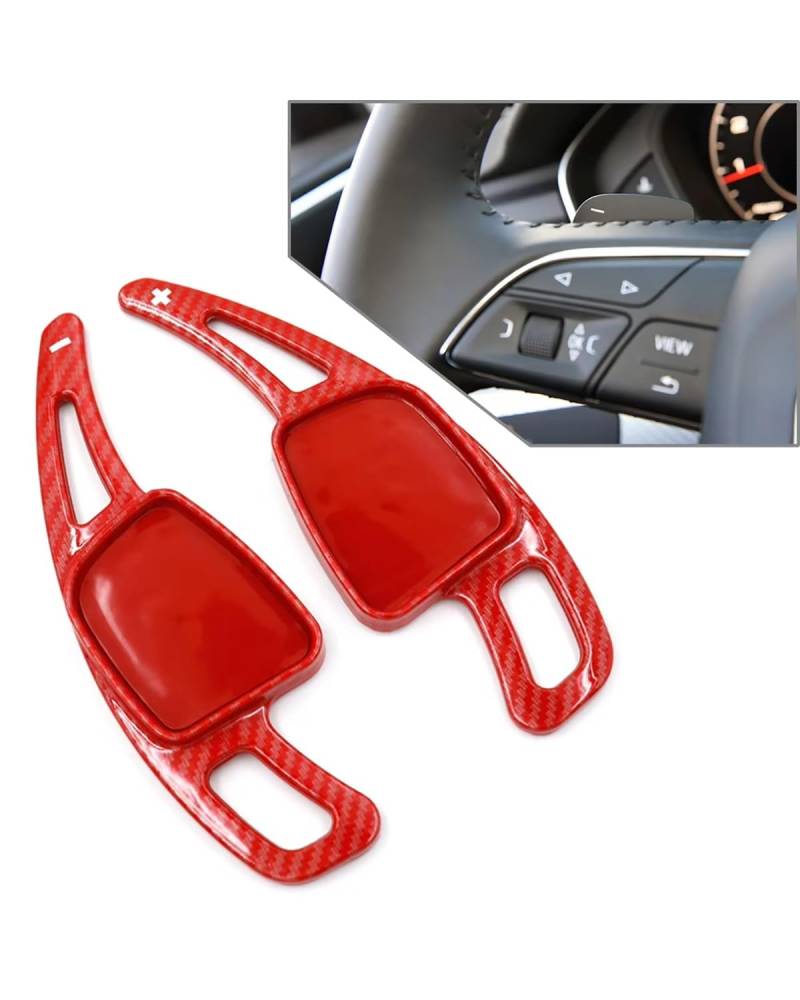 Auto Lenkrad Schaltwippen Verlängerung Für A3 Für A4 Für A5 S3 S4 S5 SQ5 SQ7 Q2 Für Q3 Für Q5 Für Q7 TT TTS(Carbon Fiber Red) von UUIUYGH