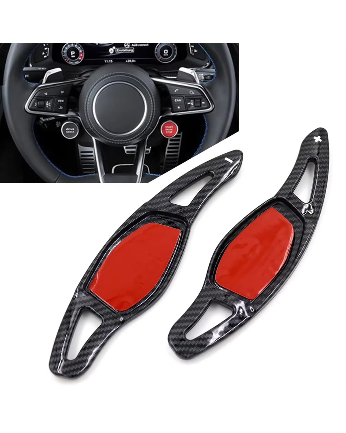 Auto Lenkrad Shift Paddle Shifter Erweiterung Für R8 RS3 RS4 RS5 TT RS RS Für Q3 RS Für Q8(Carbon Fiber Black) von UUIUYGH