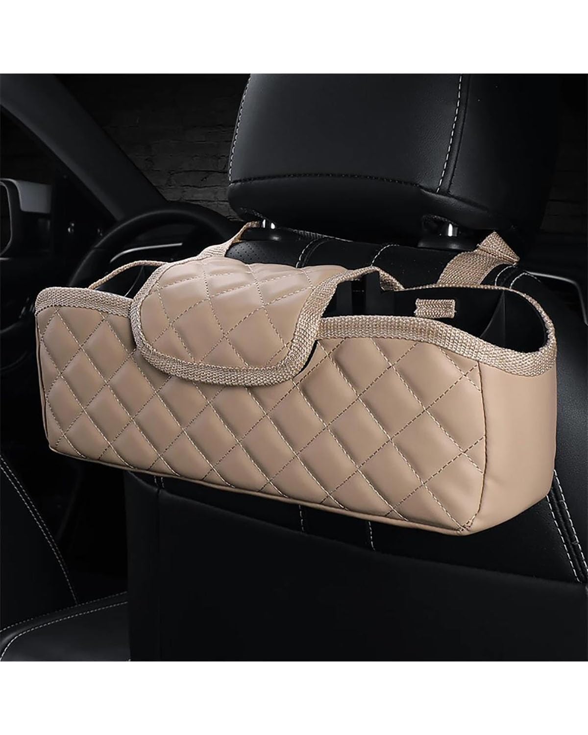 Auto Organizer Autositz Aufbewahrungstasche PU Leder Autositz Mittelbox Hängetasche Für Verstauen Auto Organizer Halter Autositz Organizer(Beige) von UUIUYGH