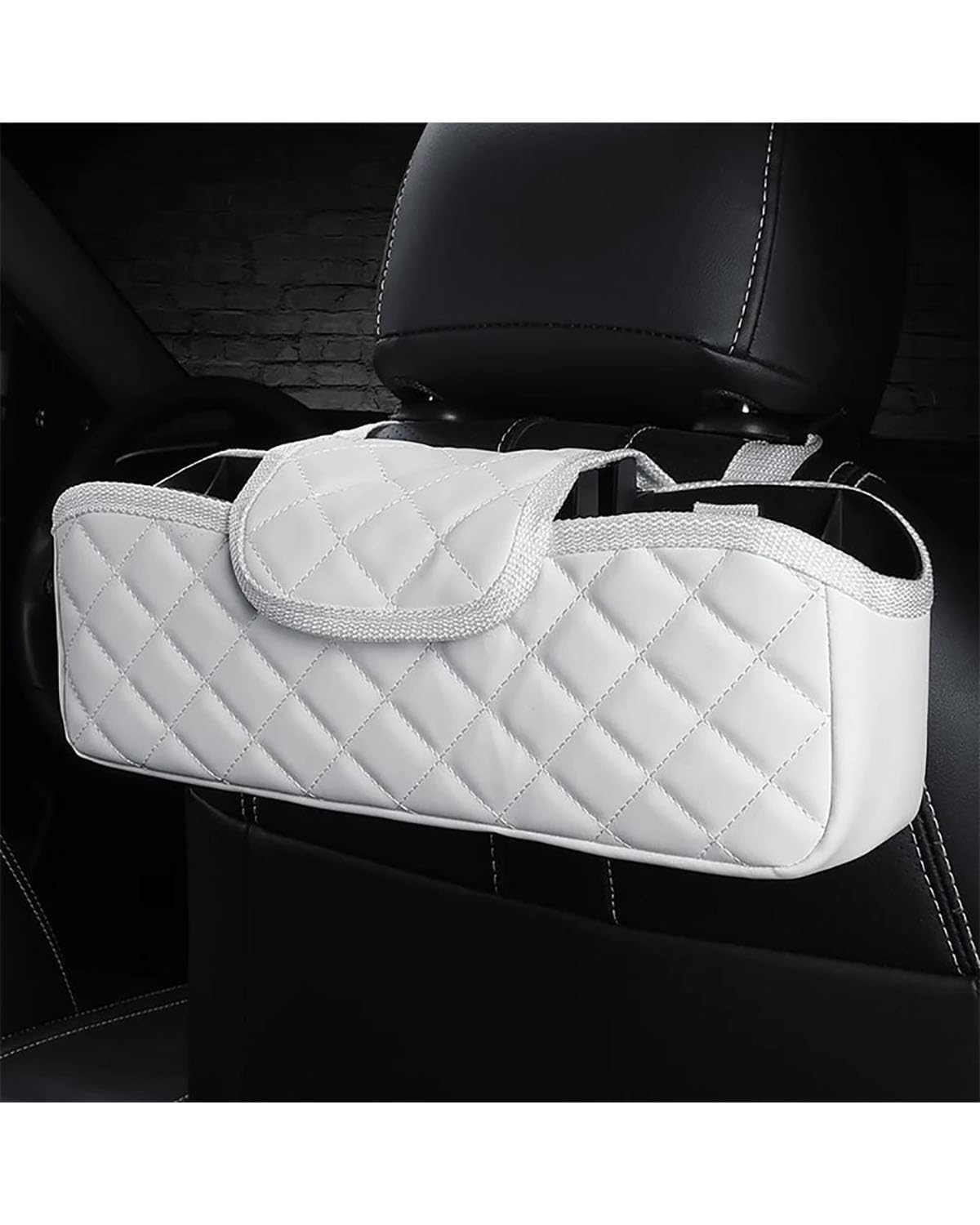 Auto Organizer Autositz Aufbewahrungstasche PU Leder Autositz Mittelbox Hängetasche Für Verstauen Auto Organizer Halter Autositz Organizer(White) von UUIUYGH