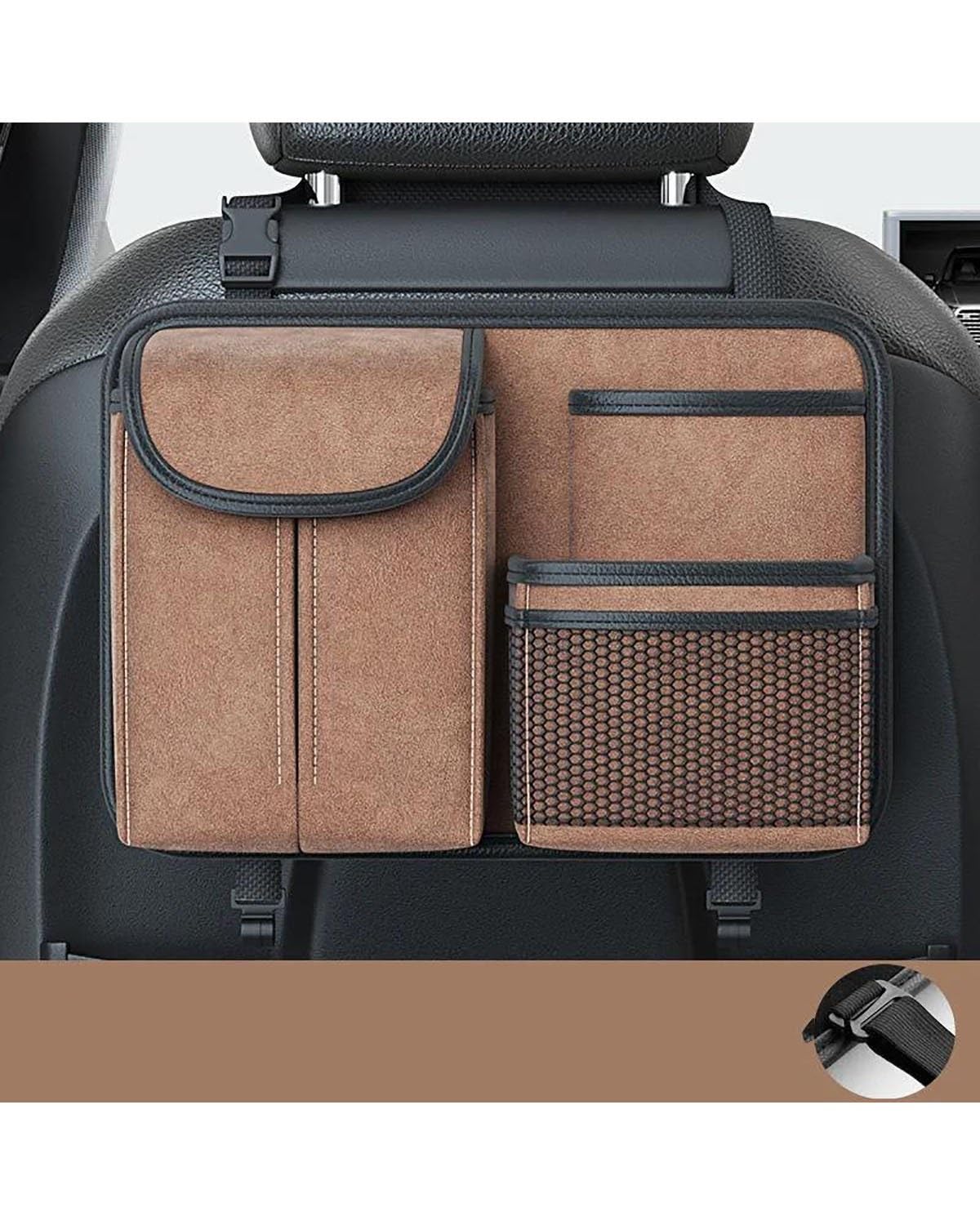 Auto Organizer Autositz-Rücken-Aufbewahrungstasche Autositz-Rücken-Taschentuchbox-Abdeckung Hängetasche Multifunktionale Aufbewahrungstasche Auto-Aufbewahrung Autositz Organizer(Brown) von UUIUYGH