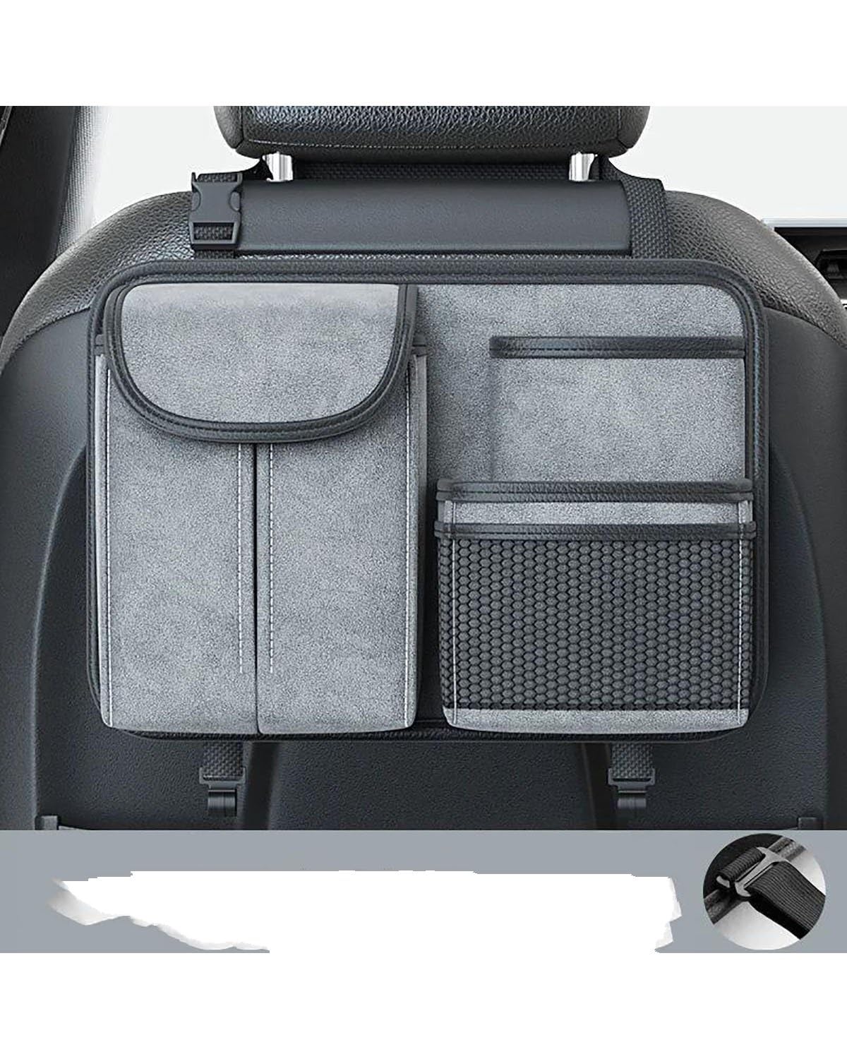 Auto Organizer Autositz-Rücken-Aufbewahrungstasche Autositz-Rücken-Taschentuchbox-Abdeckung Hängetasche Multifunktionale Aufbewahrungstasche Auto-Aufbewahrung Autositz Organizer(Grey) von UUIUYGH