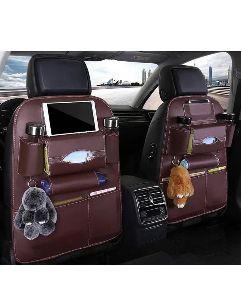 Auto Organizer Autositz-Rückenlehnen-Organizer Mit Faltbarem Tischtablett Aufbewahrungs-Organizer Aus PU-Leder Mit Taschen Trittmatten Sitzinnenausstattung Autositz Organizer(Brown) von UUIUYGH