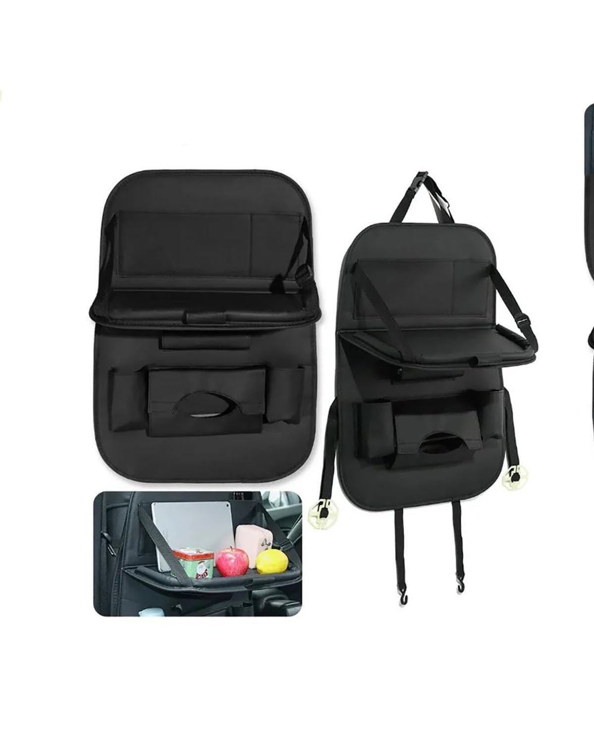 Auto Organizer Autositz-Rückenlehnen-Organizer PU-Leder Aufbewahrungstasche Mit Faltbarem Tablett Tablet-Computer-Halterung Taschentuchbox Sitzzubehör Autositz Organizer von UUIUYGH