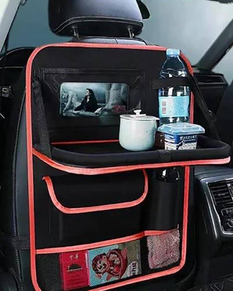 Auto Organizer Autozubehör Universal-Organizer Für Autositze Mit Tablett Tablet-Halter Mit Mehreren Taschen Verstauen Und Aufräumen des Fahrzeuginnenraums Autositz Organizer(Black Red 1PCS) von UUIUYGH