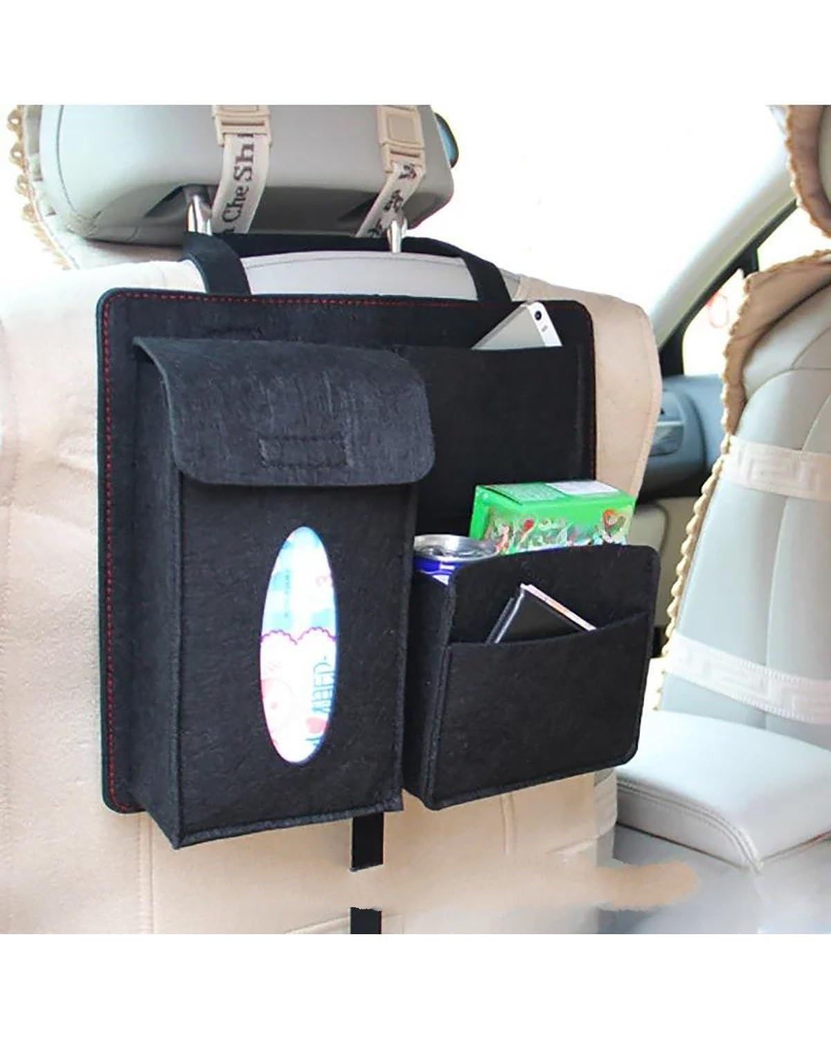 Auto Organizer Für Auto Kapazität Beutel Container Lagerung Reise Kleiderbügel Auto Organizer Multi Kreative Auto Lagerung Hängende Tasche Rücksitz Zurück Tasche Autositz Organizer(Black) von UUIUYGH