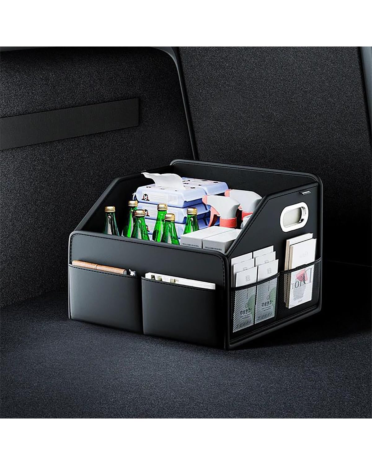 Auto Organizer Für SUV MPV Autositz-Rückenlehnenbox Aufbewahrungsbox PU-Leder Fahrzeug Zusammenklappbare Zusammenklappbare Kofferraum-Organizer-Box Autositz Organizer von UUIUYGH