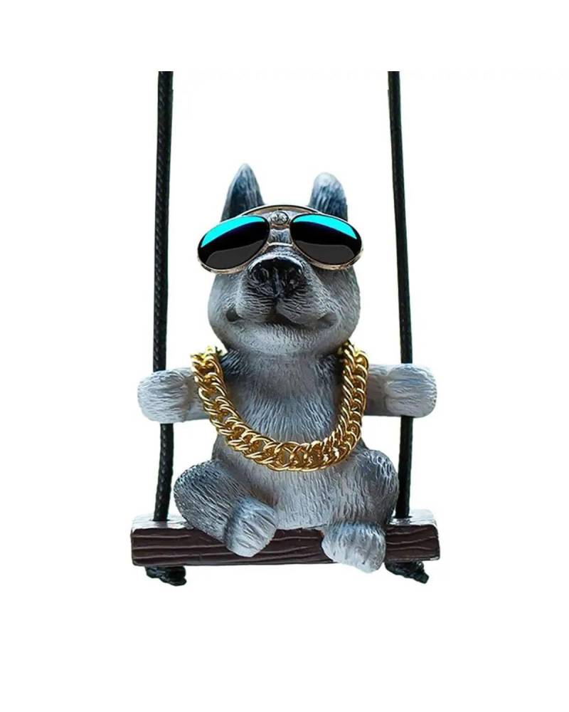 Autodekoration Harz Sonnenbrille Schaukel Husky Auto Dekoration Hund Auto Rückspiegel Anhänger Cartoon Tier Modell Paar Zubehör Spielzeug Geschenk Auto Hängende Ornamente(Style 2) von UUIUYGH