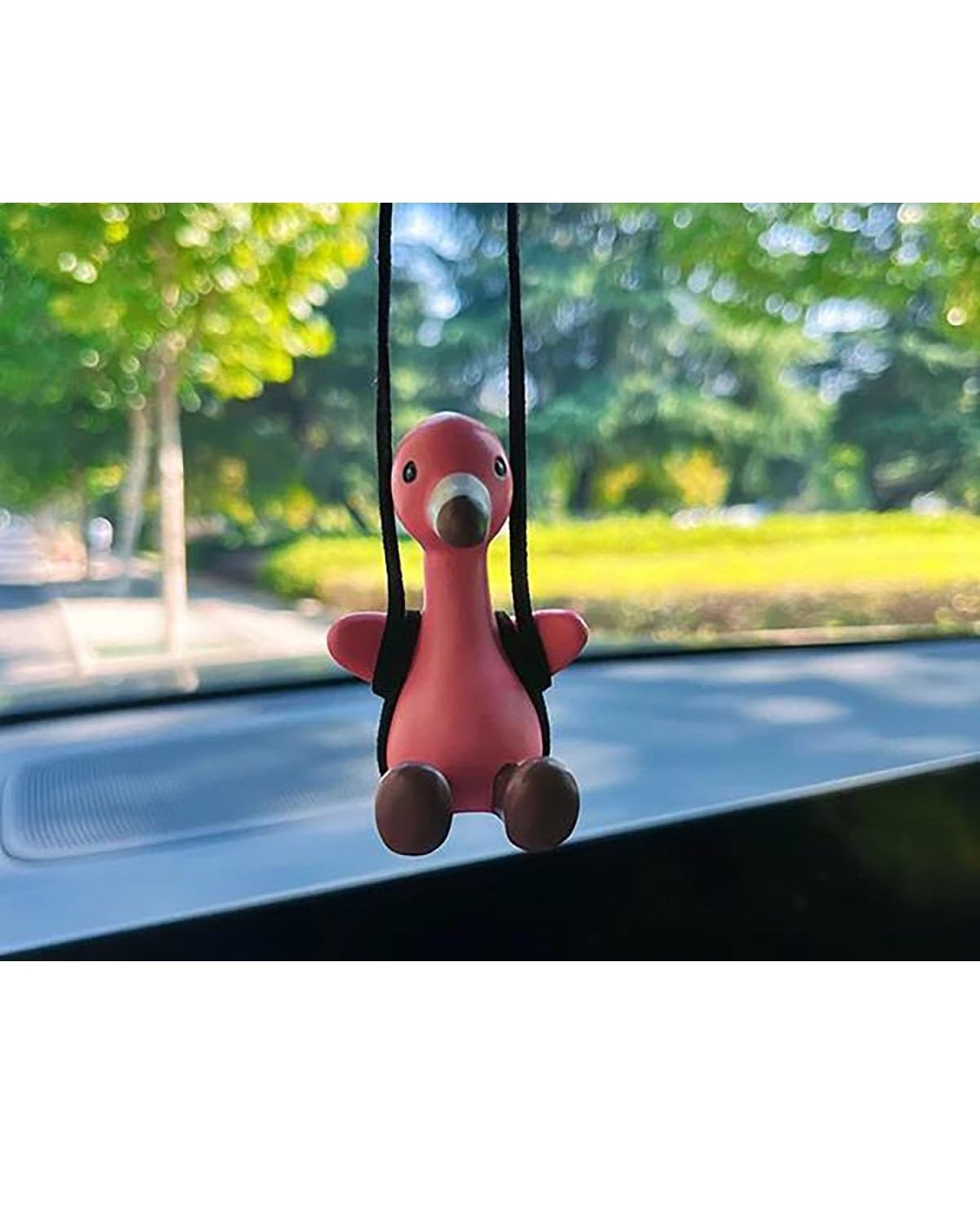 Autodekoration Niedliche Gips-Flamingo-Autodekoration Anhänger Schaukel Flamingo Auto-Innendekoration Für Auto-Geschenke Kawaii-Autozubehör Auto Hängende Ornamente(Style 2) von UUIUYGH