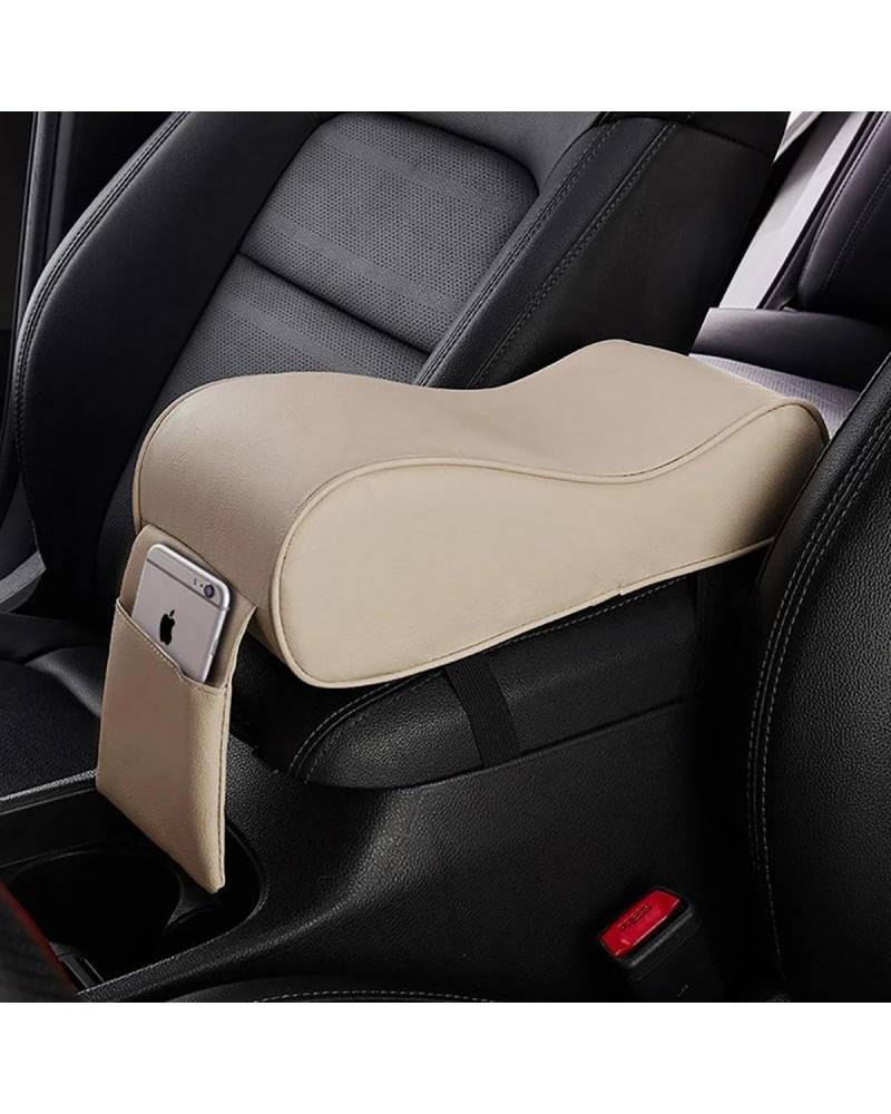 Mittelkonsole Auto Auto Zentrale Leder Armlehne Soft Pad Auto Armlehne Sitz Box Matte Mittelkonsole Kissen Kissen Abdeckung Fahrzeug Schützende Weiche Matte Armlehnen(Beige) von UUIUYGH