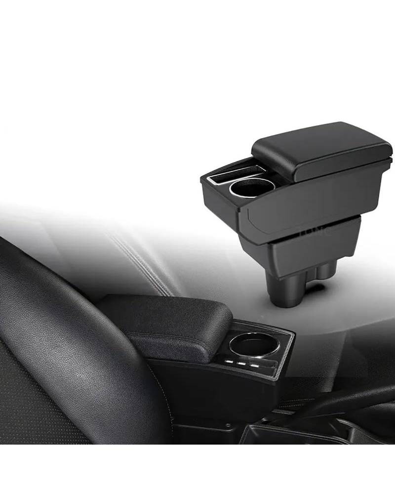 Mittelkonsole Auto Für Duster 2019 2020 2021 2022 Armlehne Auto Armlehne Box Center Console Storage Box Dekoration Zubehör Leder Armlehnen(A1 Black line NO USB) von UUIUYGH