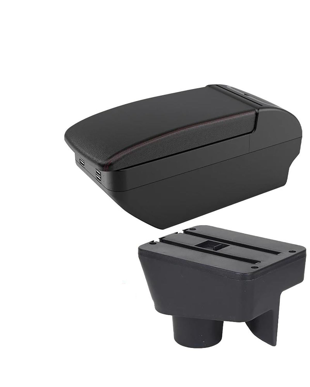 Mittelkonsole Auto Für MG3 Für MG 3 Armlehne Auto Center Console Storage Box Armlehne Mit Wasser Tasse Halter Und USB Auto Zubehör Armlehnen(B2 Red Line 4 USB) von UUIUYGH