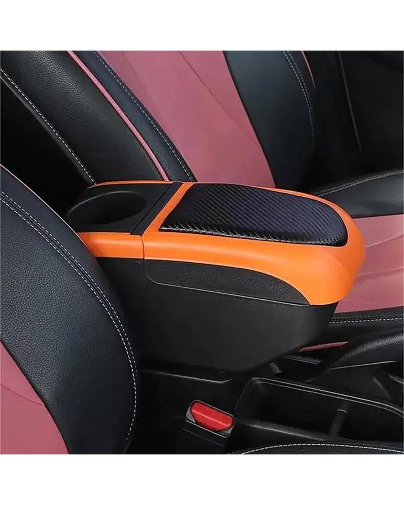 Mittelkonsole Auto Für Peugeot 208 2008 Armlehne Box Innenteile Mittelkonsole Arm Lagerung Ellenbogen Rest Armlehnen(Black orange Color) von UUIUYGH