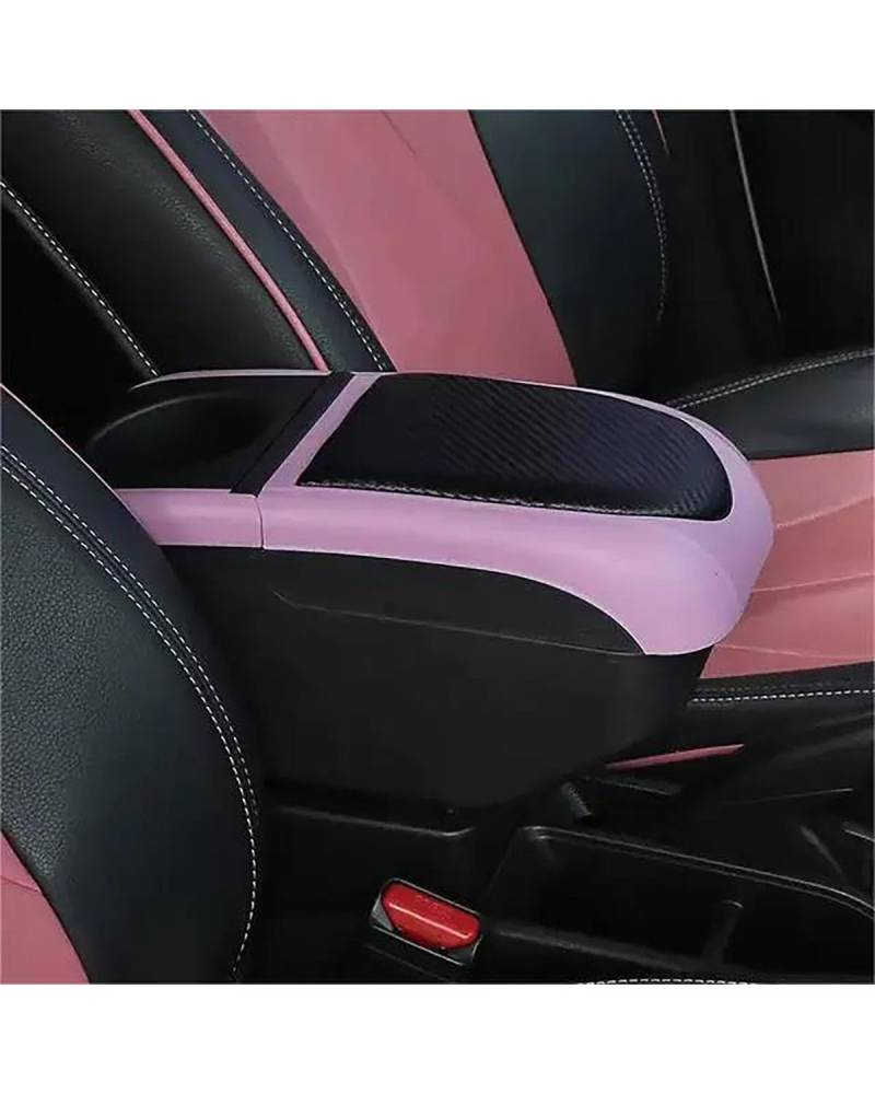 Mittelkonsole Auto Für Peugeot 208 2008 Armlehne Box Innenteile Mittelkonsole Arm Lagerung Ellenbogen Rest Armlehnen(Black pink Color) von UUIUYGH