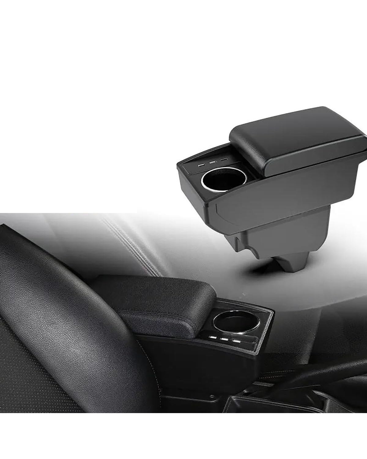 Mittelkonsole Auto Für Peugeot 208 2019 2020 2021 Armlehne Auto Armlehne Box Nachrüstung Teile Innen Details Lagerung Box Zubehör Armlehnen(B1 Black line 3USB) von UUIUYGH