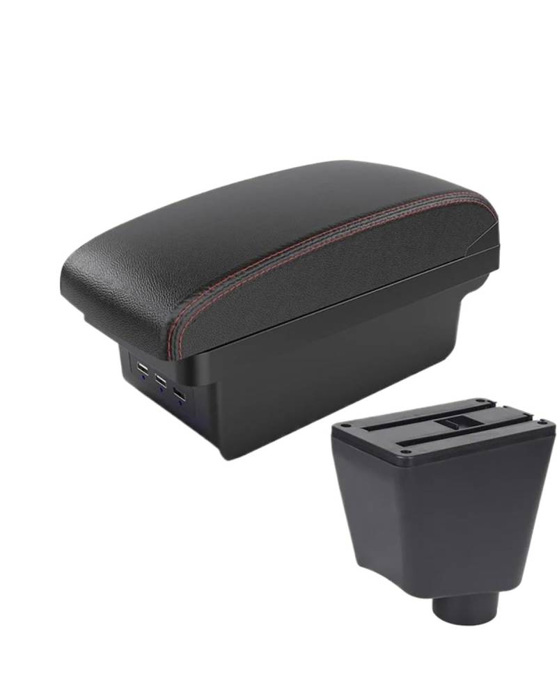 Mittelkonsole Auto Für SEAT Für Cordoba II 2003 2004 2005 2006 2007 2008 2009 Armlehne Lagerung Box Innen Modifikation Auto Teile Armlehnen(B1 Black red 3 USB) von UUIUYGH