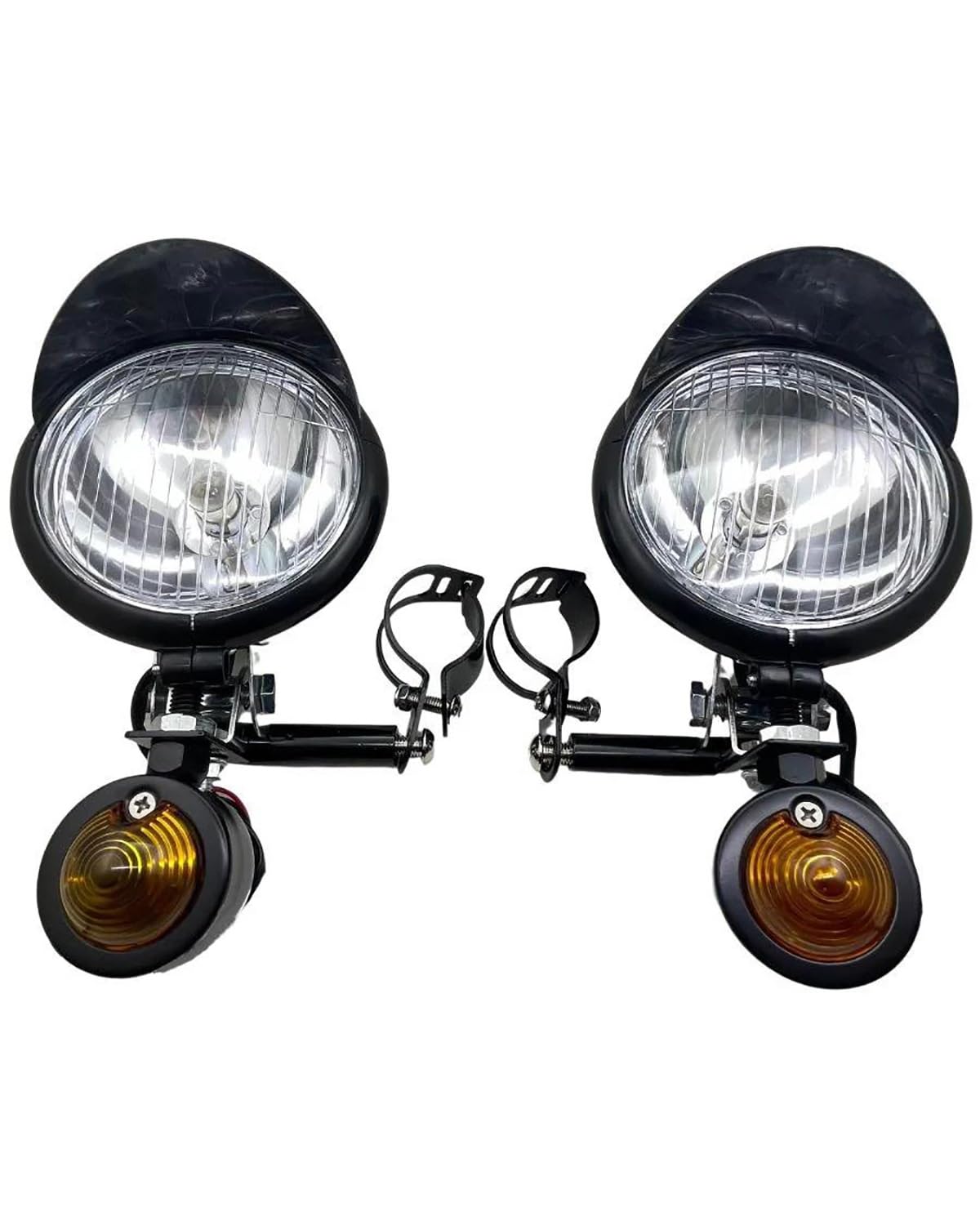 Motor Blinker Für Schatten Für Suzuki Touring Chopper 1 Set Universal Motorrad Nebelscheinwerfer Blinker Zusatzanzeige Motorrad Indikatoren(Schwarz) von UUIUYGH