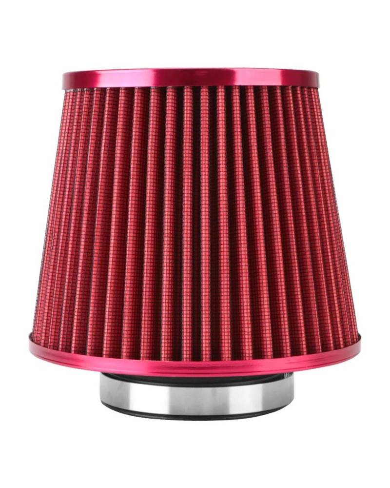 Motorluftfilter 76MM 3 Zoll Auto-Luftfilter-Induktionssatz Sport Power Mesh Cone Universal-Autozubehör Kaltluftansaugfilter Luftfilter(Red) von UUIUYGH