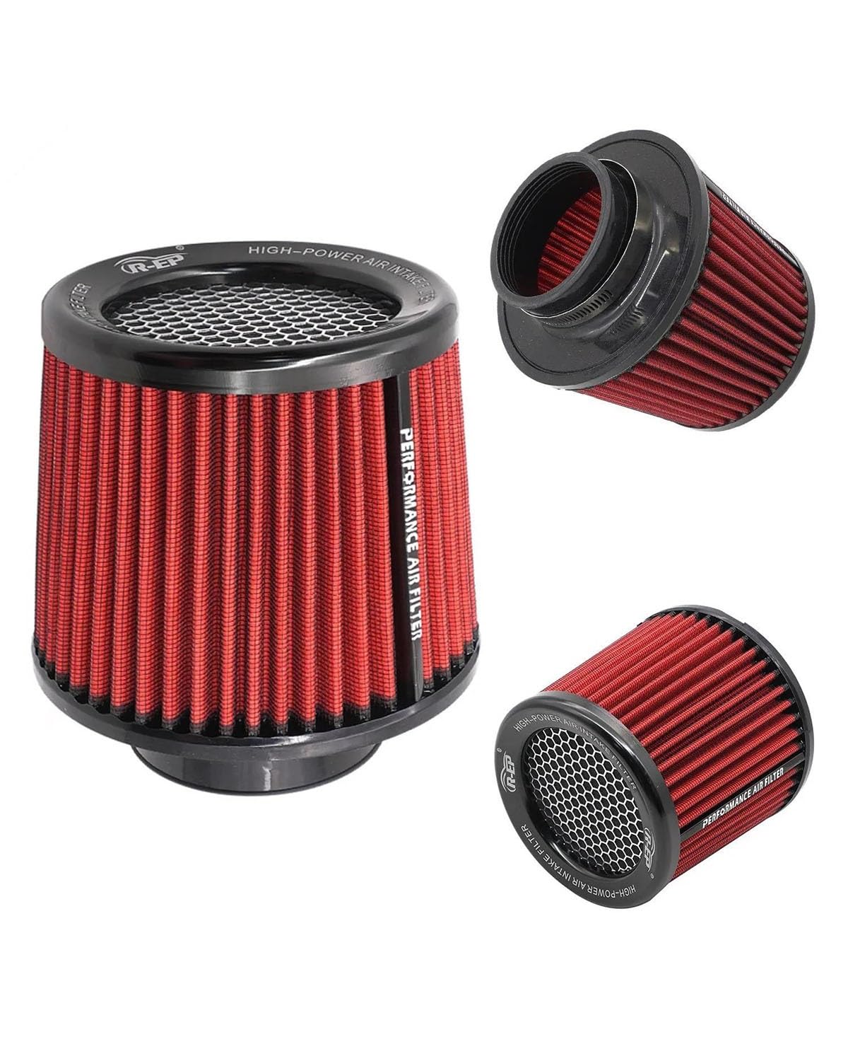 Motorluftfilter Für Rennsportwagen-Motorluftansaugrohre Waschbar 63 Mm 76 Mm Kaltkegel-Luftansaugfilter 25 Zoll 3 Zoll Universell Einsetzbar Luftfilter(63mm Red) von UUIUYGH