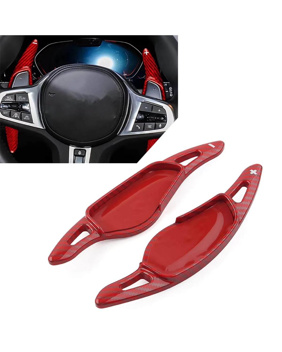 Schaltwippen ABS-Autolenkrad-Schaltwippenverlängerung Für 3 5 6 7 8 Serie Für X3 Für X4 Für X5 Für X6 Für X7 Für M5 Shift Paddles Erweitern(Carbon Fiber Red) von UUIUYGH