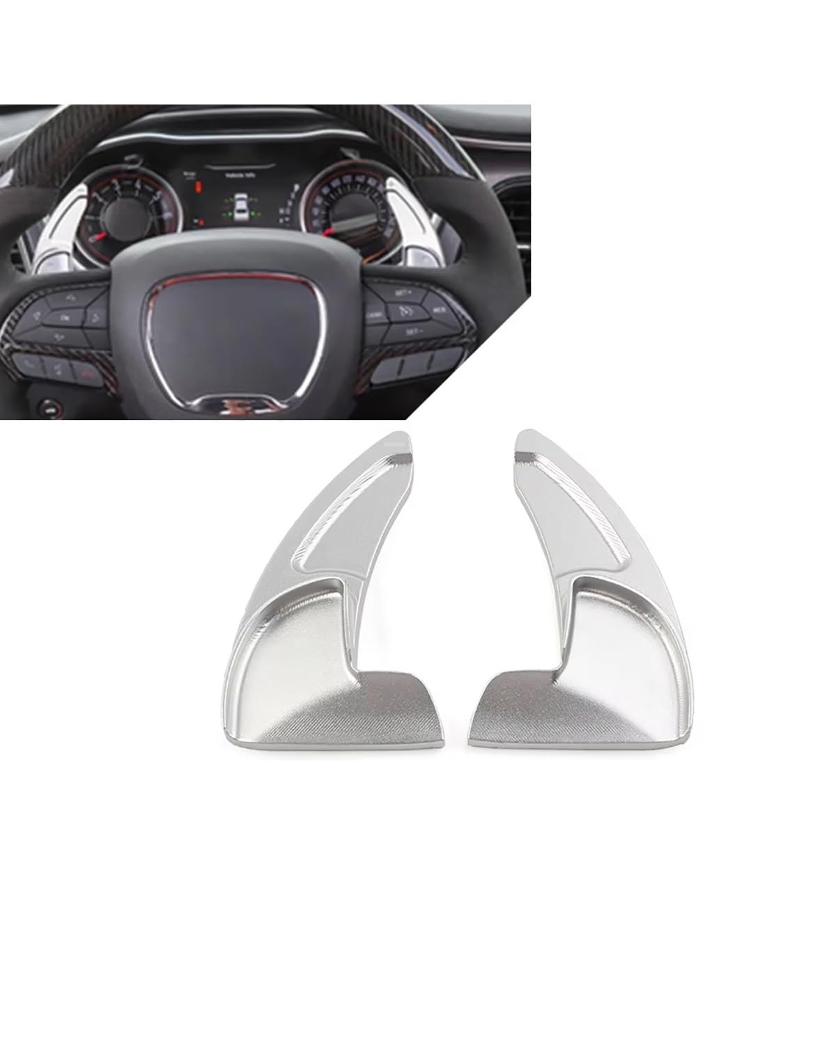 Schaltwippen Auto-Lenkrad-Schaltwippen-Erweiterung Für Dodge Für Challenger Für Grand Für Cherokee 200 300 300S Shift Paddles Erweitern(Silver) von UUIUYGH