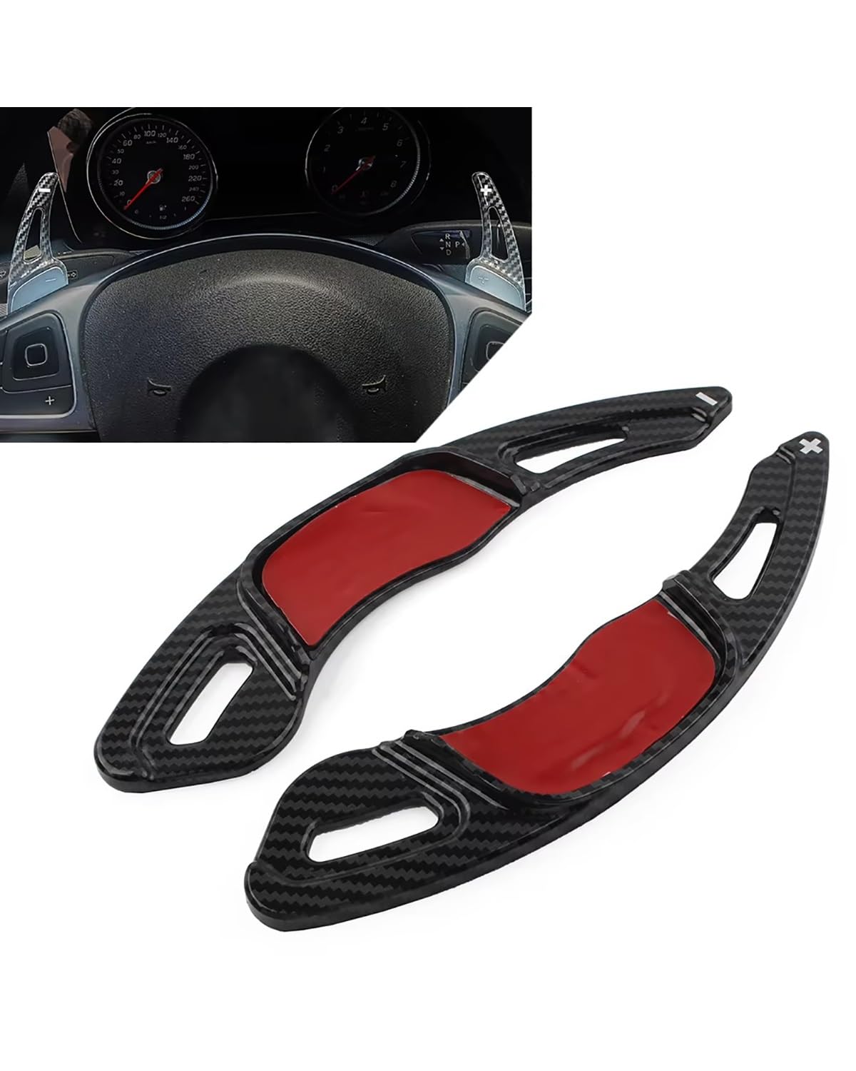 Schaltwippen Carbon Fiber Look Auto Lenkrad Paddle Shifter Erweiterung Für Golf 7 Für GTI R Für GTD Für GTE Für Lamando Für Jetta Shift Paddles Erweitern(Carbon Fiber Black) von UUIUYGH