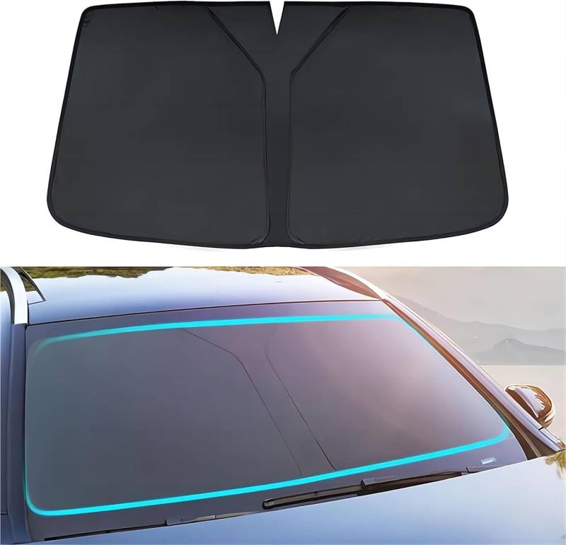 Sonnenschutz Auto Frontscheibe für Kia CARENS Before-2012, Windschutzscheibe Sonnenschutz Faltbare UV-Schutz Auto Zubehör,Black von UUJYSEXW