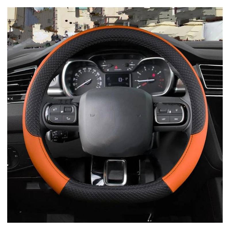 Auto Lenkradbezüge D-förmiger Lenkradbezug Aus PU-Leder Für Geely Für Atlas Für Emgrand EC7 Für Coolray Lenkradschutzhülle(Orange) von UYCHYTQR