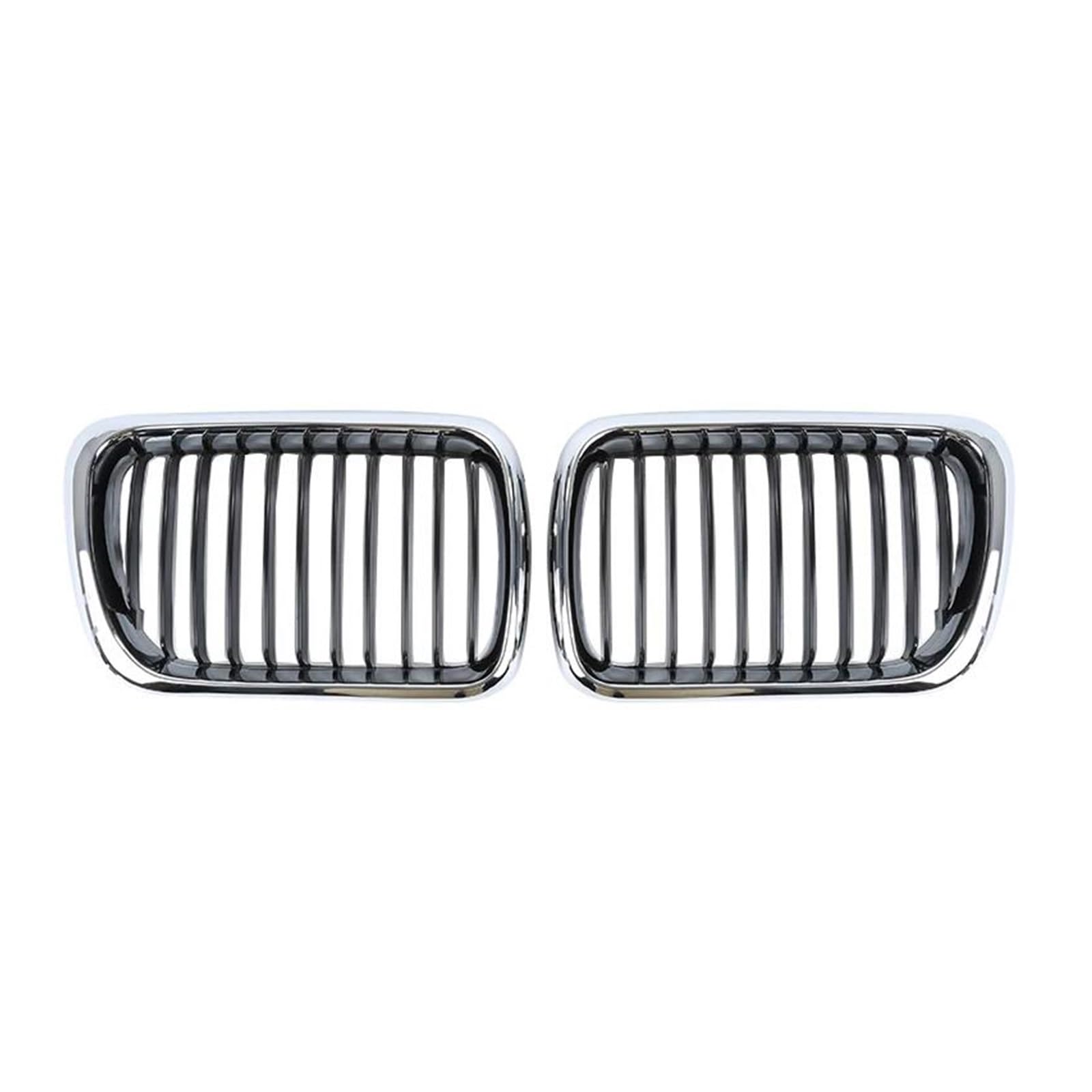 Für B&MW E36 3er-Reihe 318i 320i 323i 325i 4-Türer 1997-1999 2-teiliger Breiter Nieren-Sportgrill In Silber Für Vorne Kühlergrills für die Front von UYCHYTQR