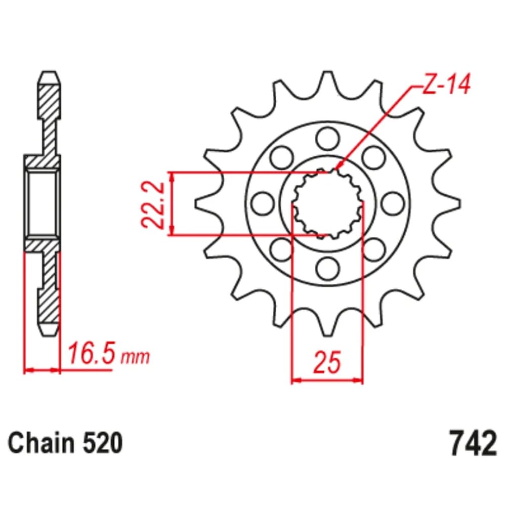 520 Vorderes Kettenrad, kompatibel mit 1100 2018–2023, 1198 R 1198S 1198SP 09–11 von UYDFXA