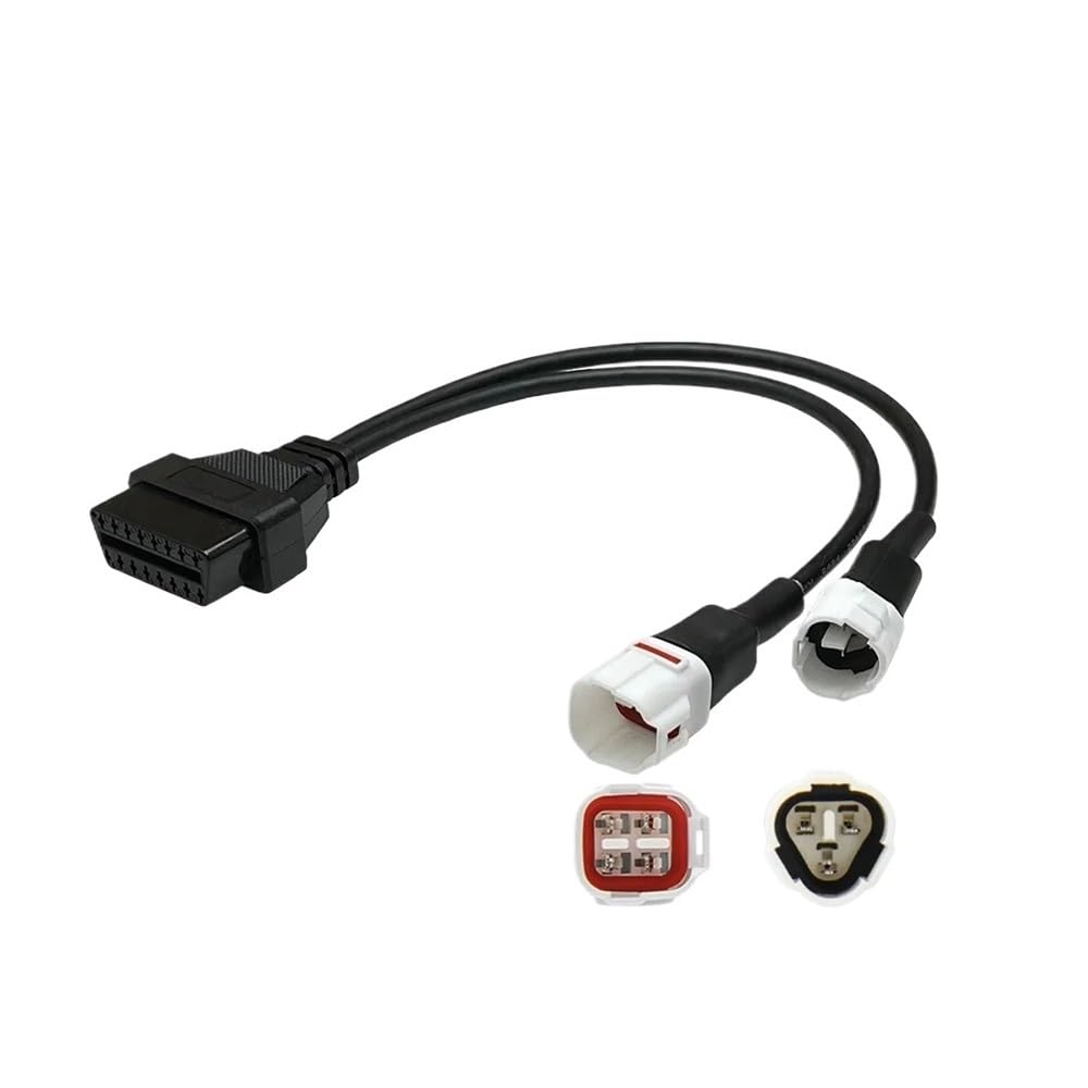 UYDFXA 3-poliger 4-poliger OBD2-Diagnoseadapter, kompatibel mit Motorrad, kompatibel mit 3- und 4-poligem Stecker (2-in-1) von UYDFXA