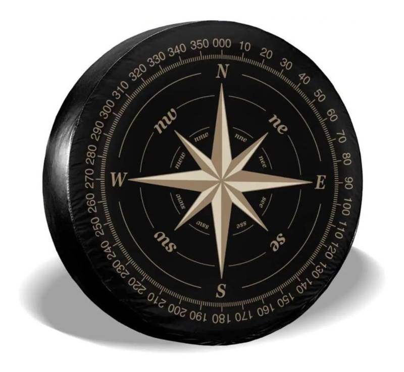 UYFRD Compass Rose schwarze Ersatzreifenabdeckung, UV-Sonnenradabdeckungen, passend für Anhänger, Wohnmobil, SUV und viele Fahrzeuge, 35,6 cm, 40,6 cm von UYFRD