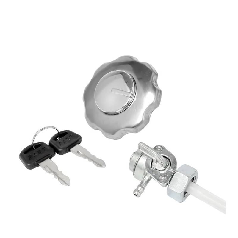 Motorrad Tankdeckel Chrom Motorrad Kraftstoff Gas Tankdeckel Abdeckung Schalter Lenkung Lock Schlüssel Set Für HO&ND&A CG125 CG 125 Motorrad Zubehör von UYJHFPLND