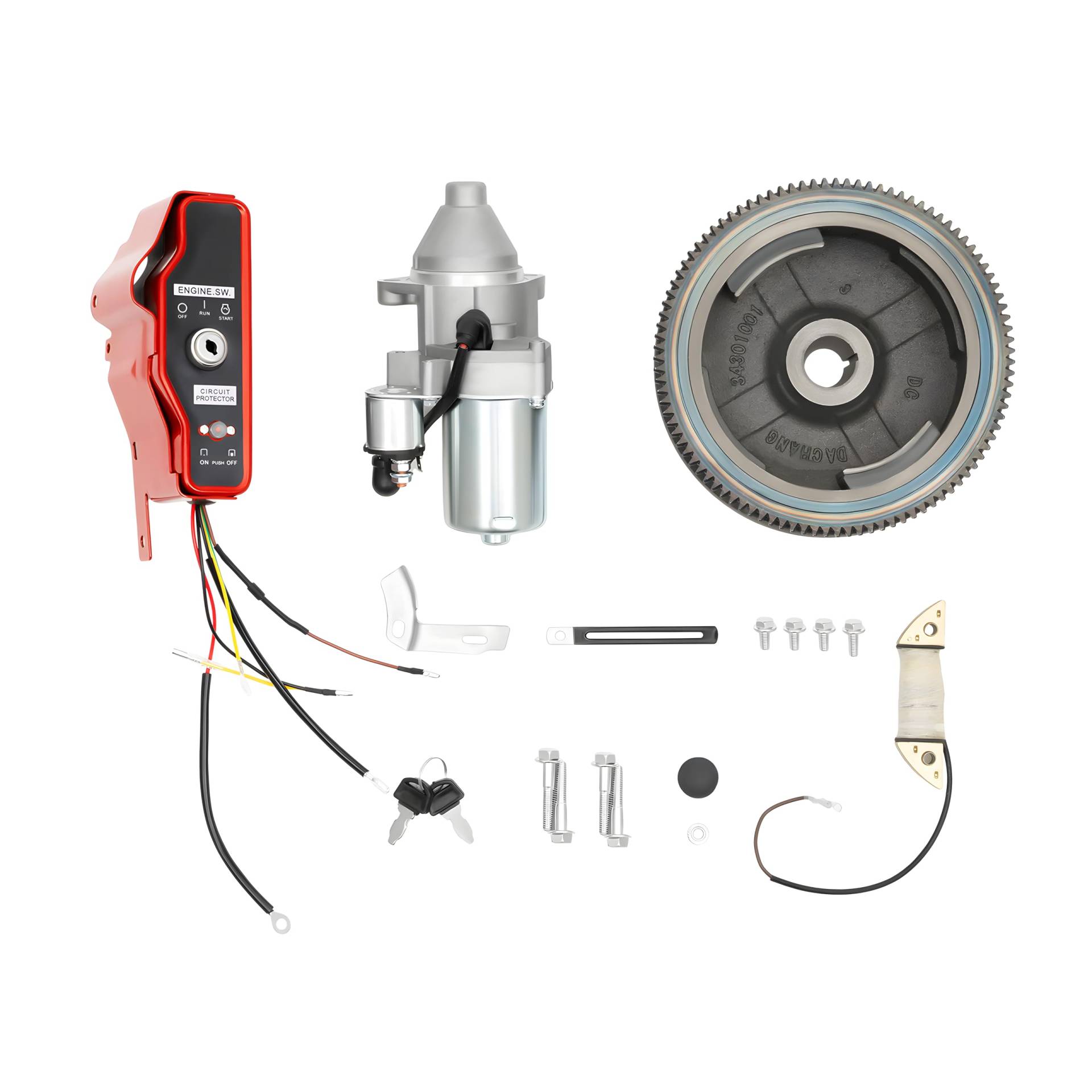 Schwungrad Elektrostart Kit,Schwungradmotor Zündung Fit Anlasser Mit Solenoid Ladespule Schwungrad Fur Honda GX 390 GX340 (2011 Frühere Modelle) von UYRTOY